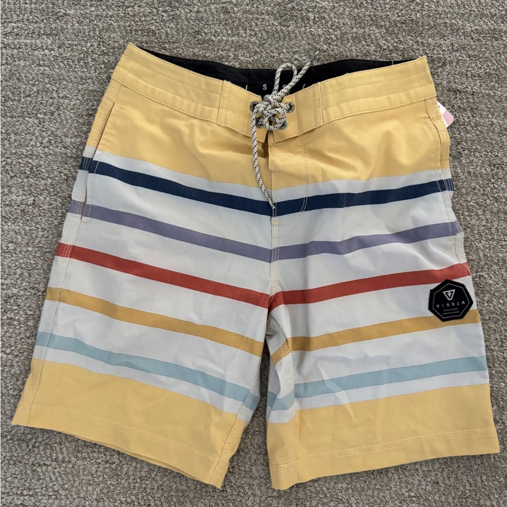 VISSLA Yellow and Multicolor Striped Men's board Shorts size 27